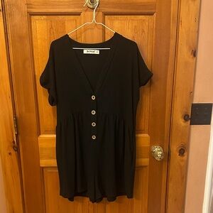 Three birds nest Black Button-Down Women's romper